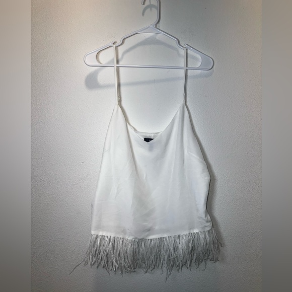 Aqua Feather Trim Camisole 100% Exclusive in White NWT Size XL - Picture 2 of 7